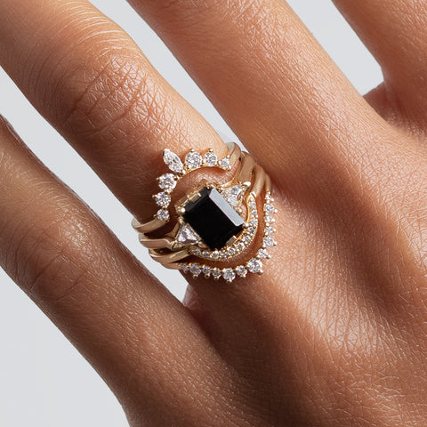 Black diamond engagement ring set in Rose Gold 3