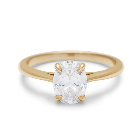 A solitaire brilliant cut oval 1.00ct lab white diamond set in yellow gold., Yellow Gold 2