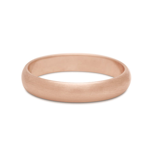 Half round band in 4mm, 14k rose gold, brushed 21