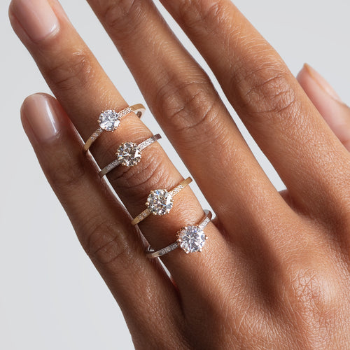 Hazeline Soltiaire Rings in Yellow Gold Rose Gold, White Gold