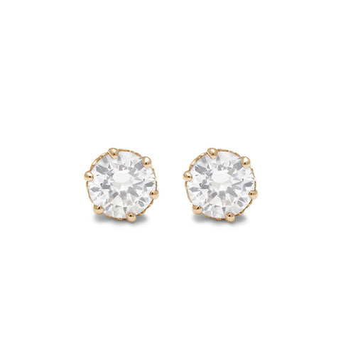 A pair of 0.60ct lab white diamond stud earrings set in an intricate basket in yellow gold., Yellow Gold 4