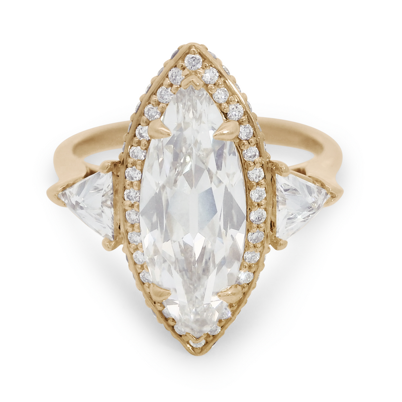 2.58ct marquise lab white diamond set in recycled 14k yellow gold., Yellow Gold