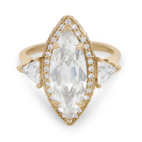 2.58ct marquise lab white diamond set in recycled 14k yellow gold., Yellow Gold