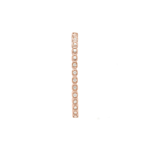 A single white diamond dusted curve earring set in rose gold., Rose Gold 6