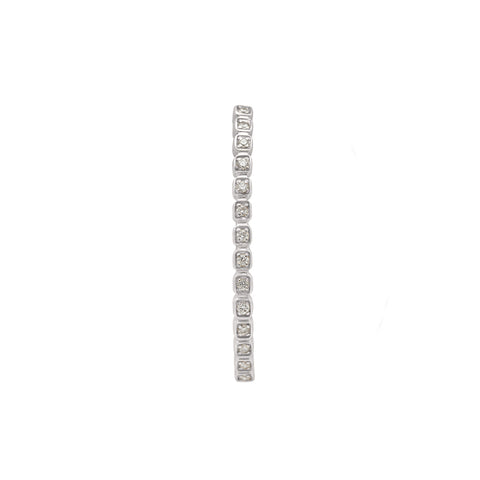 A single grey diamond dusted curve earring set in white gold., White Gold 8