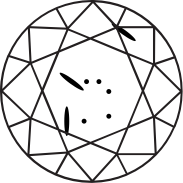 A black line illustration of a round included diamond