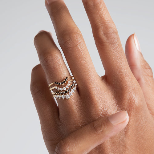 black diamond and white diamond wedding bands by anna sheffield in Rose Gold, Yellow Gold, White Gold. Available in Rose Gold, Yellow Gold, White Gold.