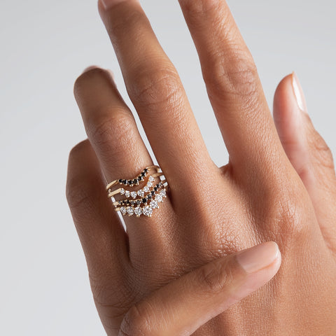 black diamond and white diamond wedding bands by anna sheffield in Rose Gold, Yellow Gold, White Gold. Available in Rose Gold, Yellow Gold, White Gold. 4