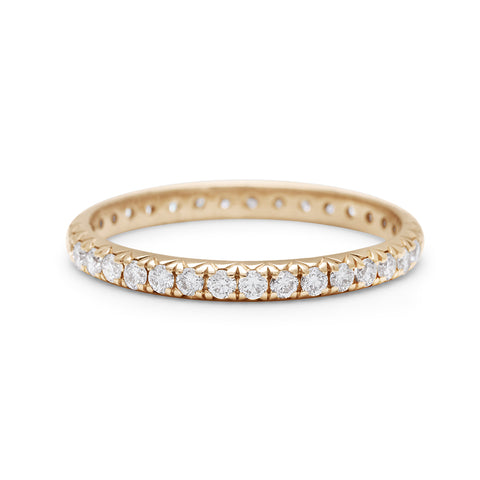 A yellow gold band with an eternity of round white diamond stones., Yellow Gold 2