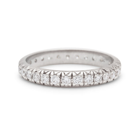 A white gold band with an eternity of round white diamond stones., White Gold 3