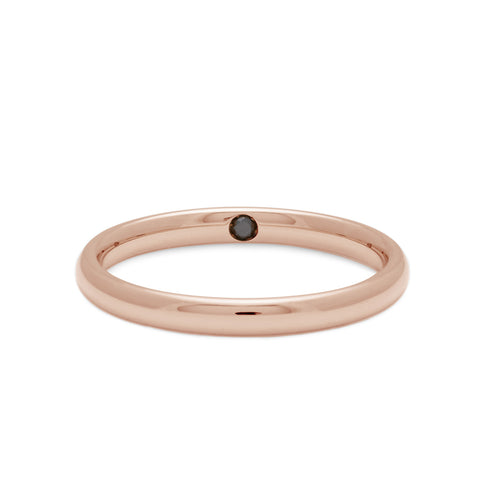 A 4mm classic round band with hidden black diamond set in rose gold., Rose Gold 4