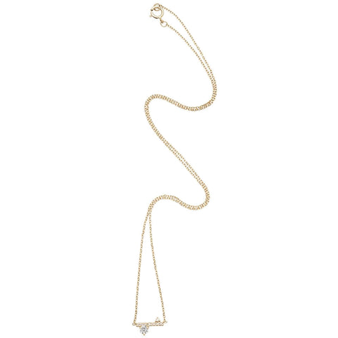 A straight line of white diamond pave with white diamond accent stones on either side set in a yellow gold necklace chain., Yellow Gold 2
