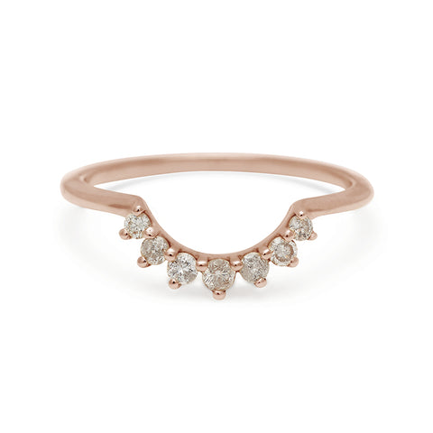 A curve band with 7 grey diamonds set in rose gold., Rose Gold 4