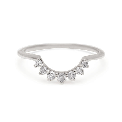 A curve band with 7 grey diamonds set in white gold., White Gold 5