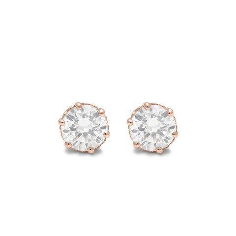 A pair of 0.60ct white diamond stud earrings set in an intricate basket in rose gold., Rose Gold 4