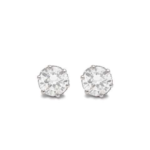 A pair of 0.60ct white diamond stud earrings set in an intricate basket in white gold., White Gold 6