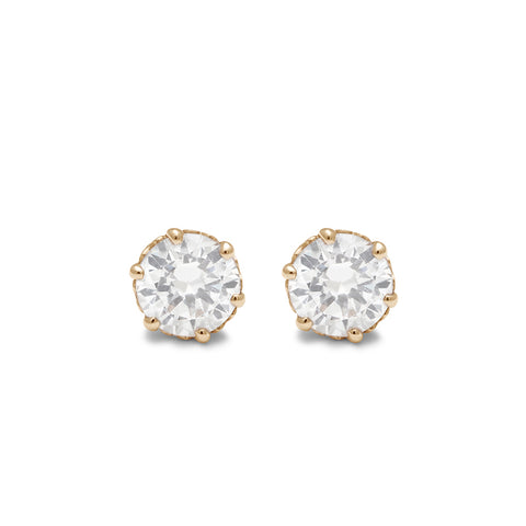 A pair of 0.60ct white diamond stud earrings set in an intricate basket in yellow gold., Yellow Gold