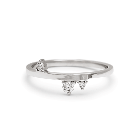 A straight band with asymetrical white diamonds set in white gold., White Gold 3