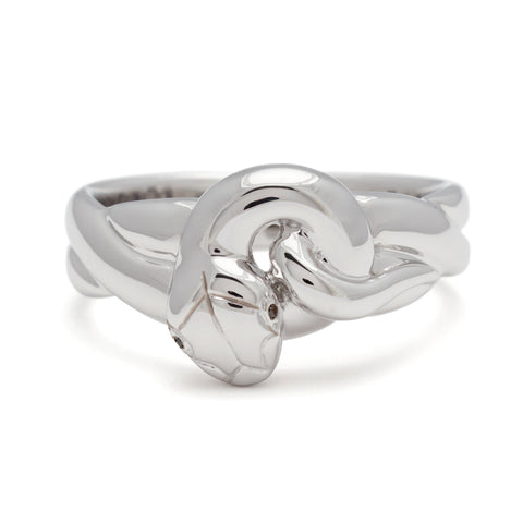 A large serpent band with black diamonds for eyes set in white gold., White Gold 2