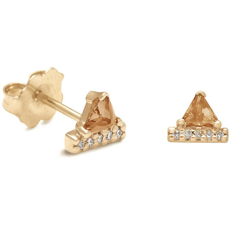 Pair of Bea Stardust Studs featuring andalusite set in yellow gold. 