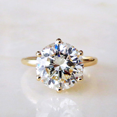 Custom Tulip Ring - Yellow Gold & White Diamond