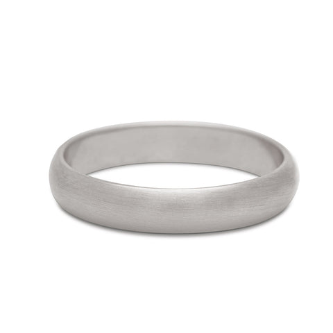 Half round band in 4mm, 14k white gold, brushed 23