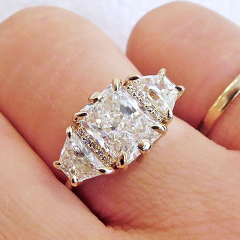 Custom white diamond ring by anna sheffield made in NYC