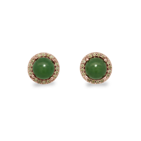 Rosette Stud Earring (Large) - Rose Gold, Jade, & Champagne Diamonds
