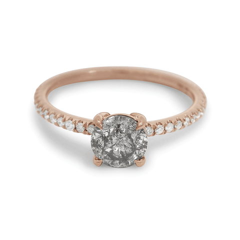0.65ct round grey diamond center stone set in recycled rose gold., Rose Gold