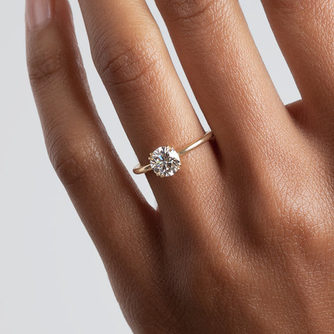 Eleonore solitaire white diamond ring by Anna Sheffiled in Yellow Gold, Rose Gold, or White Gold. 3