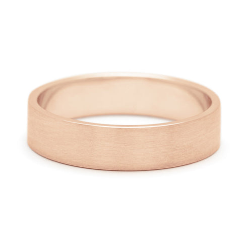 A 5mm flat band with a brushed finished set in rose gold., Rose Gold 8