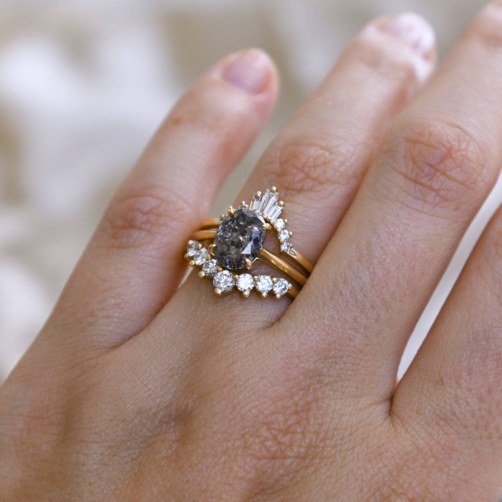 grey diamond engagement ring set in Yellow Gold, Rose Gold, or White Gold