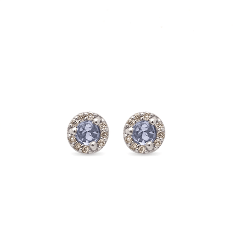 Rosette Stud Earring (Tiny) - Sterling Silver, Grey Spinel & Champagne Diamond  Was <s>$650</s>