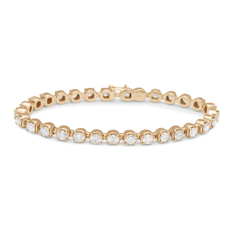 A line bracelet with lab white diamonds set in eternity in yellow gold.