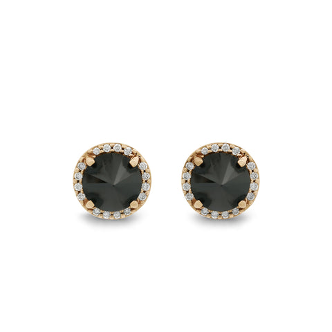 Large Rosette Stud (Pair) - 14k Rose Gold, Black Diamond, & White Diamond. <br> Was <s> $5,200</s>