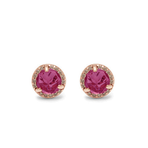 Medium Rosette Stud Earring (PAIR) - 14k Rose Gold, Tourmaline, & Champagne Diamond. <br> Was <s>$1,450</s>