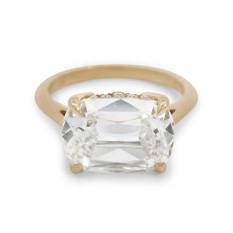 East/West Bea Hidden Halo, Lab White Diamond., Yellow Gold