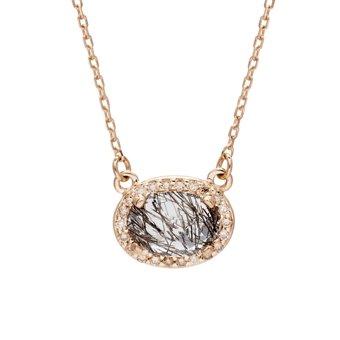 Pavé Amulet Necklace - 14k yellow gold, Black Rutilated Quartz & Champagne Diamond. <br> Was <s> $2,100 </s> Was <s> $2,100 </s>