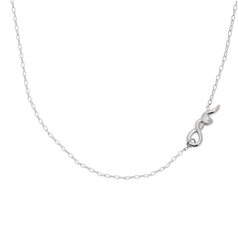 A choker with a medium serpent pendant with a sterling silver chain.