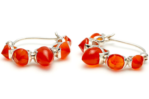 Emma Budded Hoops - Sterling Silver & Carnelian