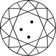 A black line illustration of a round slightly included diamond