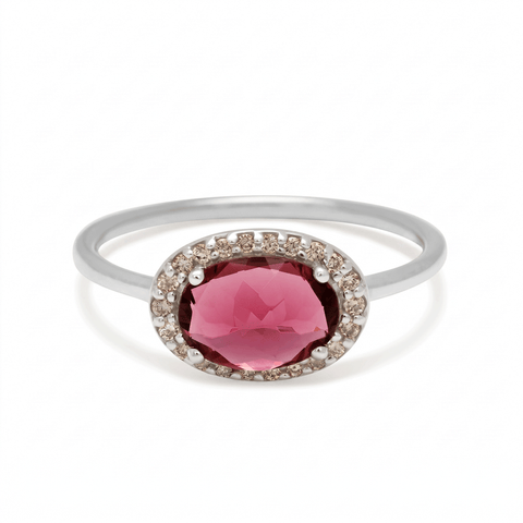 Pavé Amulet Ring - Sterling Silver, Tourmaline & Champagne Diamond. <br> Was <s> $1,200</s>