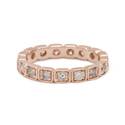 A 3mm straight band with grey diamonds in eternity set in rose gold., Rose Gold 2