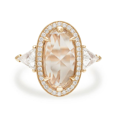 Diamond View of Bea Halo Ring - Yellow Gold & Champagne Diamond (2.17ct)