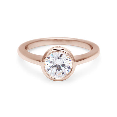 Round Bezel Rosette Ring - 14k Gold & Lab White Diamond