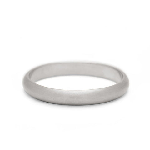 A 3mm classic round band with brushed finish set in white gold., White Gold, Brushed 8