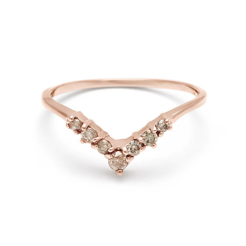 A band with champagne diamonds in ascending size set in rose gold., Rose Gold 5