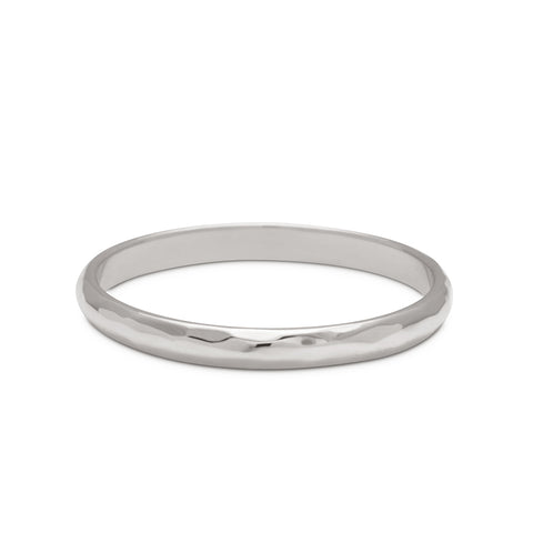 A 2mm classic round band with hammered finish set in white gold., White Gold, Hammered 11