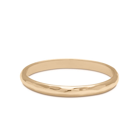 A 2mm classic round band with hammered finish set in yellow gold., Yellow Gold, Hammered 10