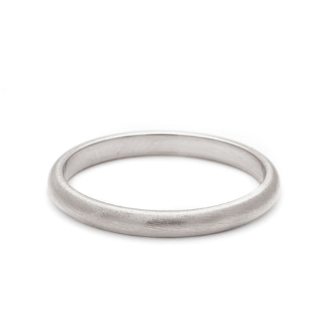 A 2mm classic round band with brushed finish set in white gold., White Gold, Brushed 8